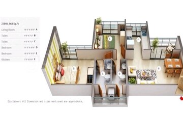 Floor Plan in 2 BHK Apartment at Tulsi Aura Mumbai, Ghansoli – for Rent