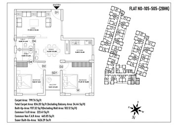 Floor Plan in 2 BHK Apartment at Satyabhamapur – for Sale
