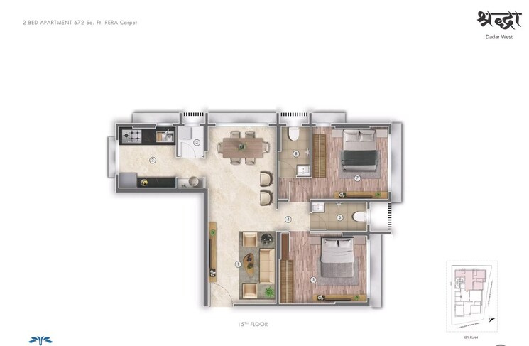 Floor Plan, dadar west 3 Bedroom 945 Sq.Ft. Apartment In Dadar West Mumbai 8940727