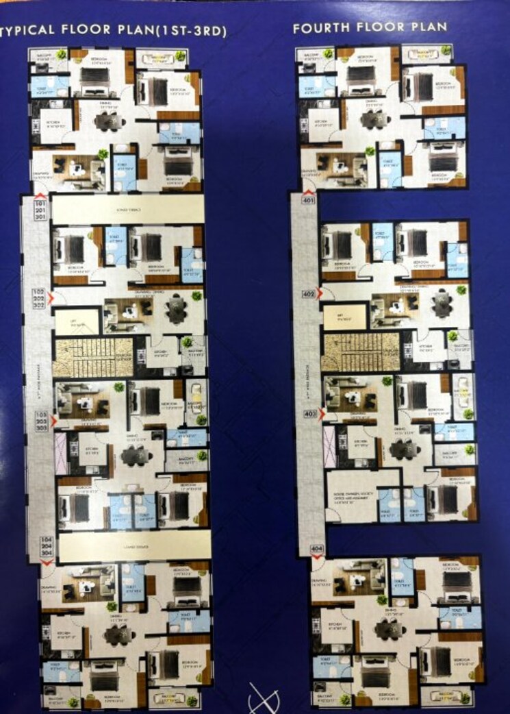 Floor Plan, pahala 3 Bedroom 1252 Sq.Ft. Apartment In Pahala Bhubaneswar 8934745