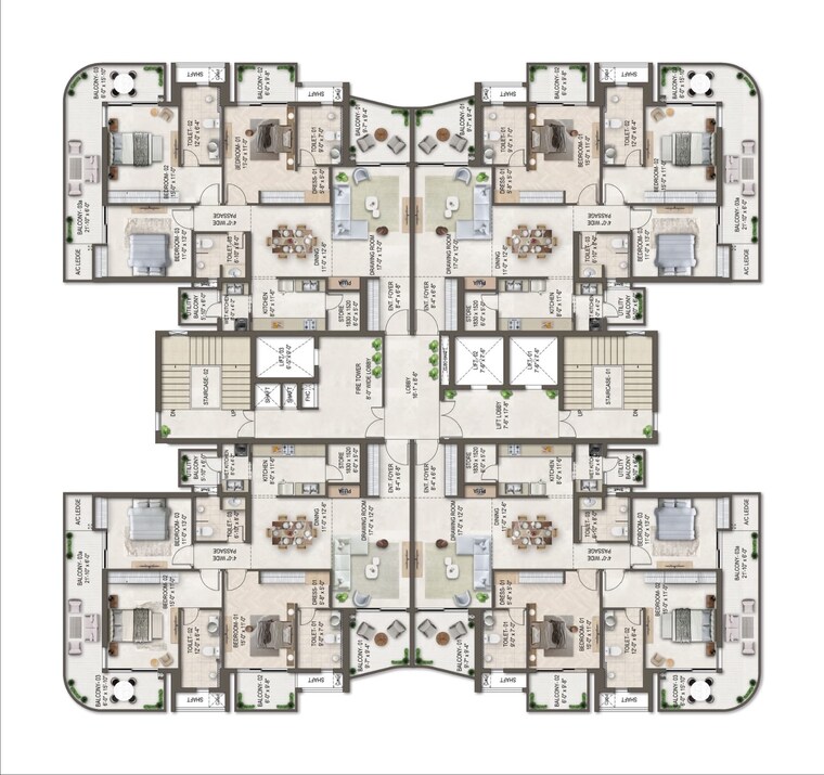 Floor Plan, dream-homes-mohali 3 Bedroom 2700 Sq.Ft. Apartment In Mohali Sector 117 Chandigarh 8941053