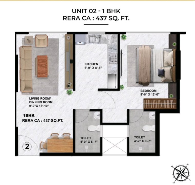 Floor Plan, sayba-crystal 1 Bedroom 437 Sq.Ft. Apartment In Kurla East Mumbai 8941142