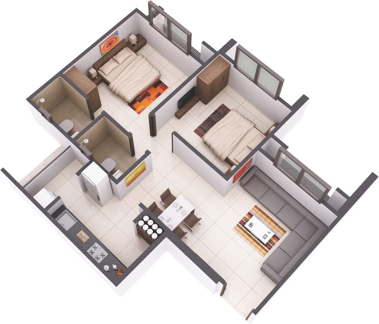 Floor Plan, shela 2 Bedroom 925 Sq.Ft. Apartment In Shela Ahmedabad 8942621