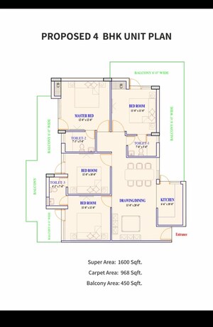 Floor Plan in 4 BHK Apartment at Adore Prima, Sector 72 – for Sale