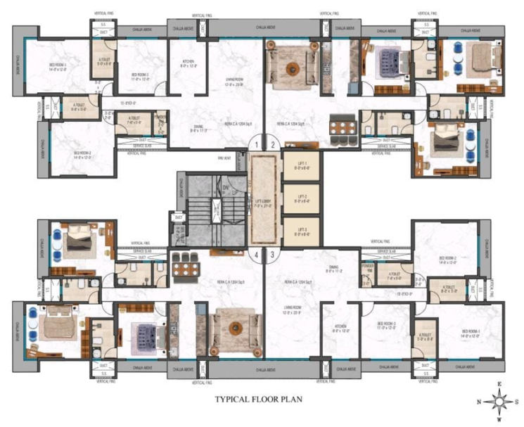 Floor Plan, khar west 4 Bedroom 2408 Sq.Ft. Apartment In Khar West Mumbai 8945406