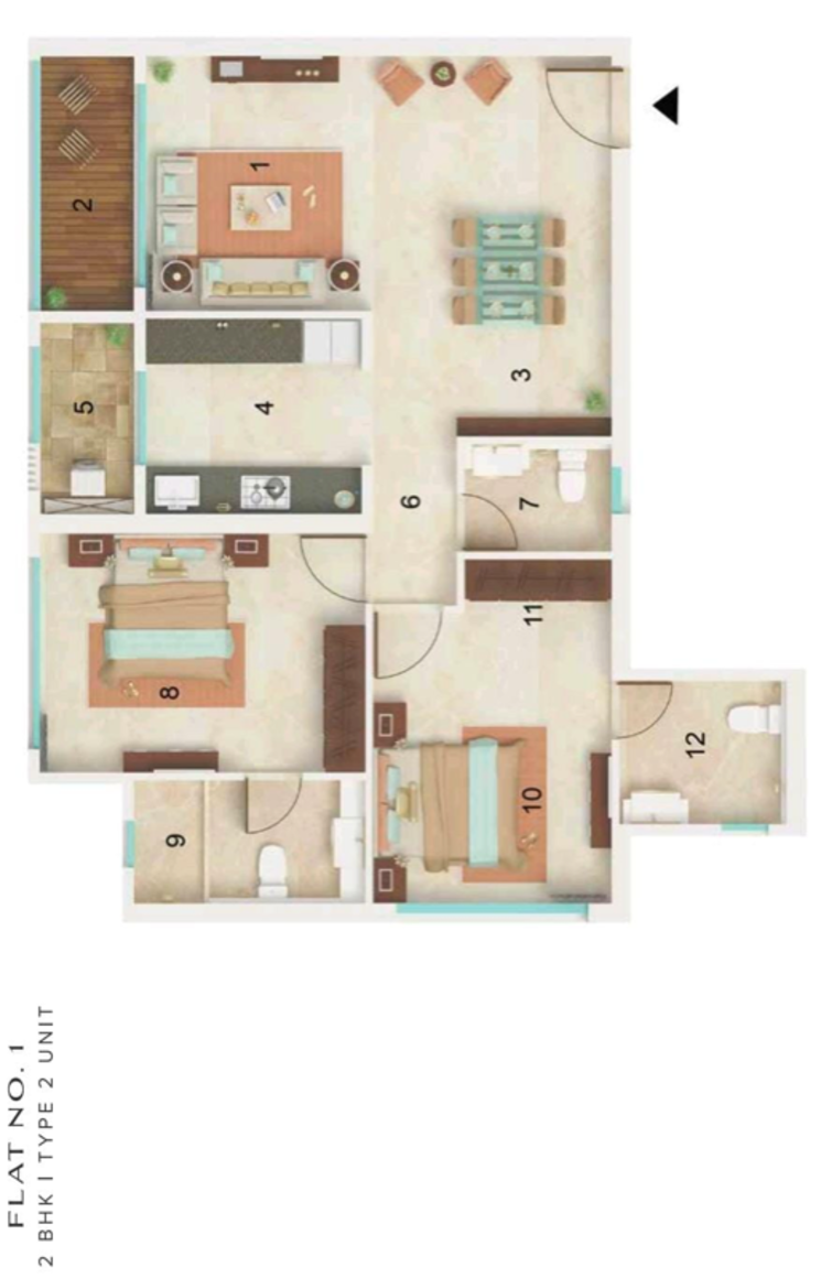 Floor Plan, dynamix-astrum 2 Bedroom 872 Sq.Ft. Apartment In Upper Govind Nagar Mumbai 8945577