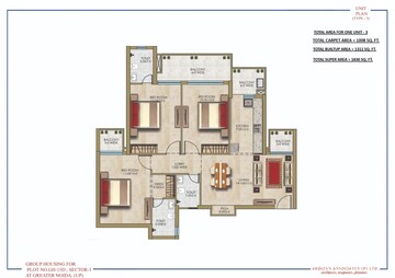 Floor Plan in 3 BHK Apartment at Sector 1 Greater Noida – for Sale