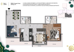 Floor Plan in 2 BHK Apartment at Sanghvi Sapphire, Momin Nagar – for Sale