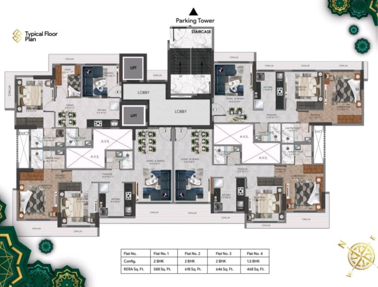 Floor Plan, sanghvi-sapphire 2 Bedroom 618 Sq.Ft. Apartment In Momin Nagar Mumbai 8946137