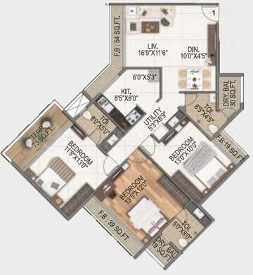 3.5 BHK Apartment For Rent in Akshar Shreeji Heights, Seawoods