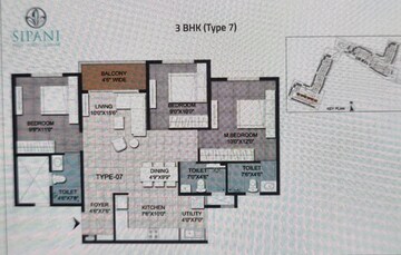 Floor Plan in 3 BHK Apartment at Sipani Royal Heritage, Chandapura Anekal Road – for Sale