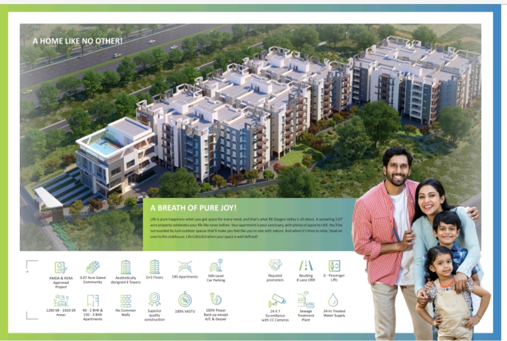 2 BHK + Pooja Room Apartment For Sale in RK Oxygen Valley