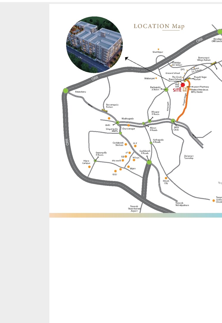 Map Location, rng-westend 2 Bedroom 1285 Sq.Ft. Apartment In Pragathi Nagar Hyderabad 8949379