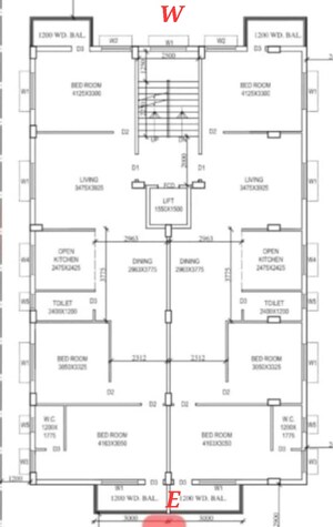 Floor Plan in 3 BHK Apartment at New Town – for Sale