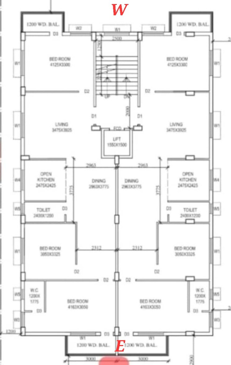 Floor Plan, new town 3 Bedroom 1485 Sq.Ft. Apartment In New Town Kolkata 8950022
