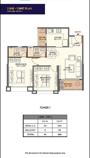 Floor Plan in 2 BHK Apartment at Saheel Landmarc, Hinjewadi – for Sale