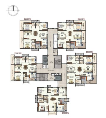 Floor Plan in 3 BHK Apartment at Aparna Luxor Park, Kondapur – for Sale