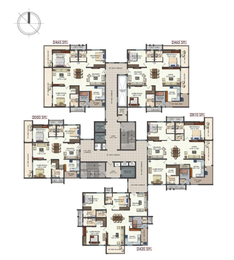 Floor Plan, aparna-luxor-park 3 Bedroom 2805 Sq.Ft. Apartment In Kondapur Hyderabad 8950326