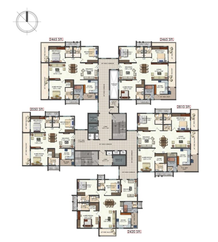 Floor Plan, aparna-luxor-park 3 Bedroom 2805 Sq.Ft. Apartment In Kondapur Hyderabad 8950326