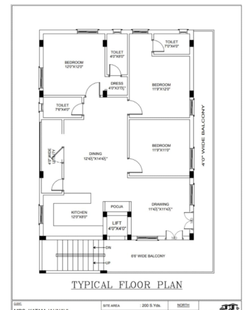 Floor Plan in 3 BHK Independent House at Manikonda – for Sale