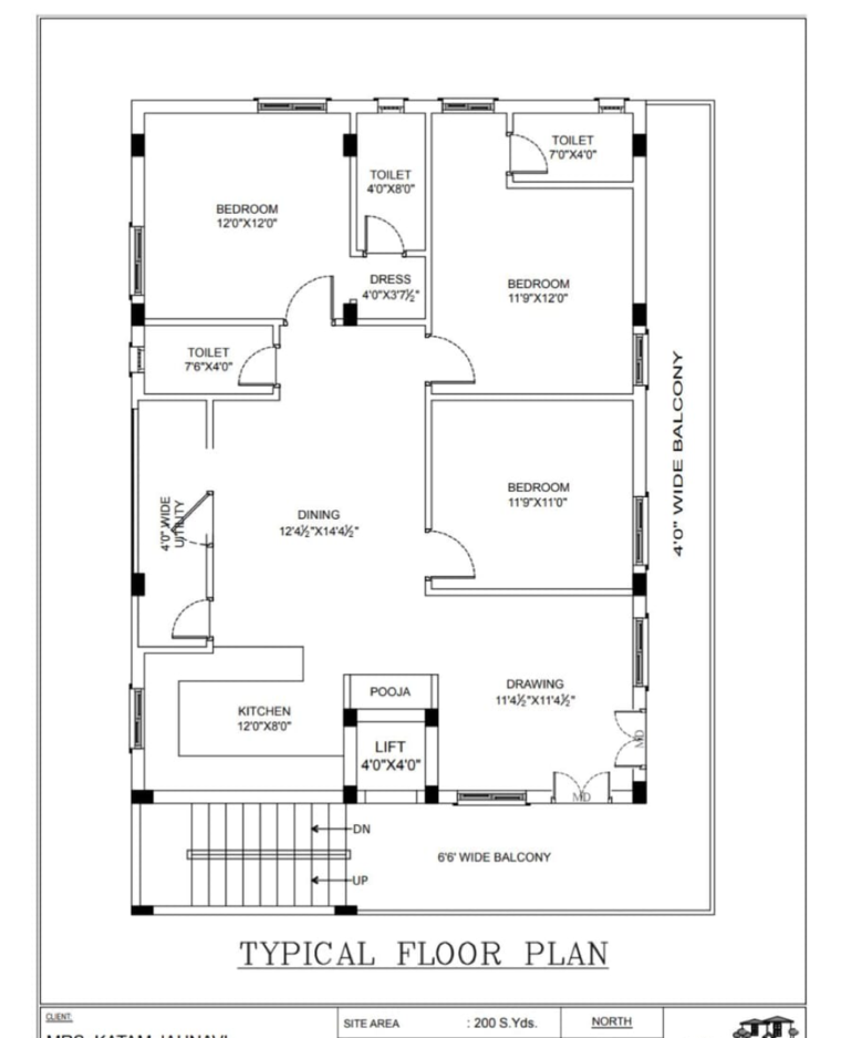 Floor Plan, manikonda 3 Bedroom 200 Sq.Yd. Independent House In Manikonda Hyderabad 8950440