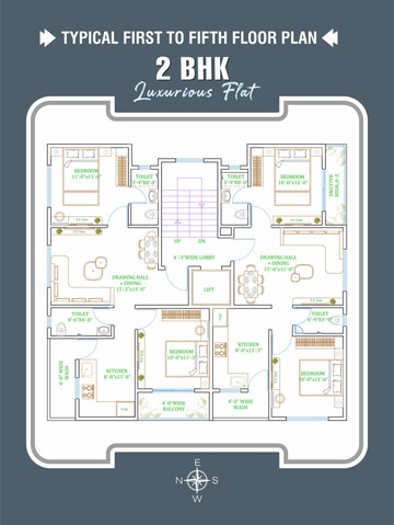 Floor Plan in 2 BHK Apartment at Shree Laxmi Peace City, Gotal Pajri – for Sale