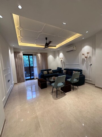 Living Room in 3 BHK Builder Floor at Ansal Sushant Apartments, Sushant Lok I – for Rent