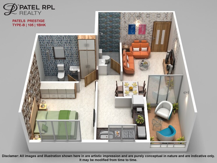 Floor Plan, patel-prestige 1 Bedroom 425 Sq.Ft. Apartment In Ambernath West Thane 8951178
