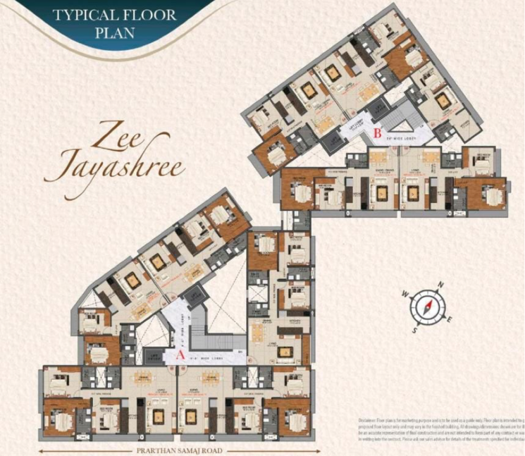 Master Plan, zee-jayashree 2 Bedroom 742 Sq.Ft. Apartment In Hanuman Road Mumbai 8951666