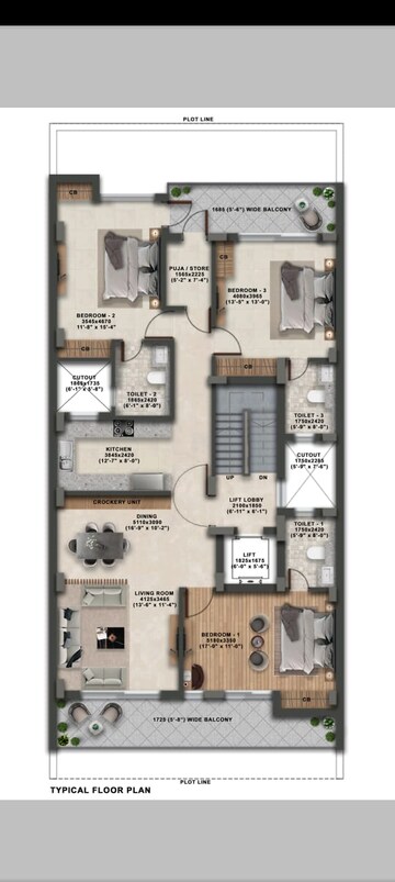 Floor Plan in 3.5 BHK Builder Floor at Sector 46 – for Sale