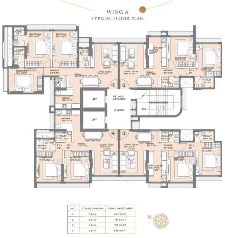 Floor Plan, arkade-vistas 2 Bedroom 688 Sq.Ft. Apartment In Jay Prakash Nagar Mumbai 8951985