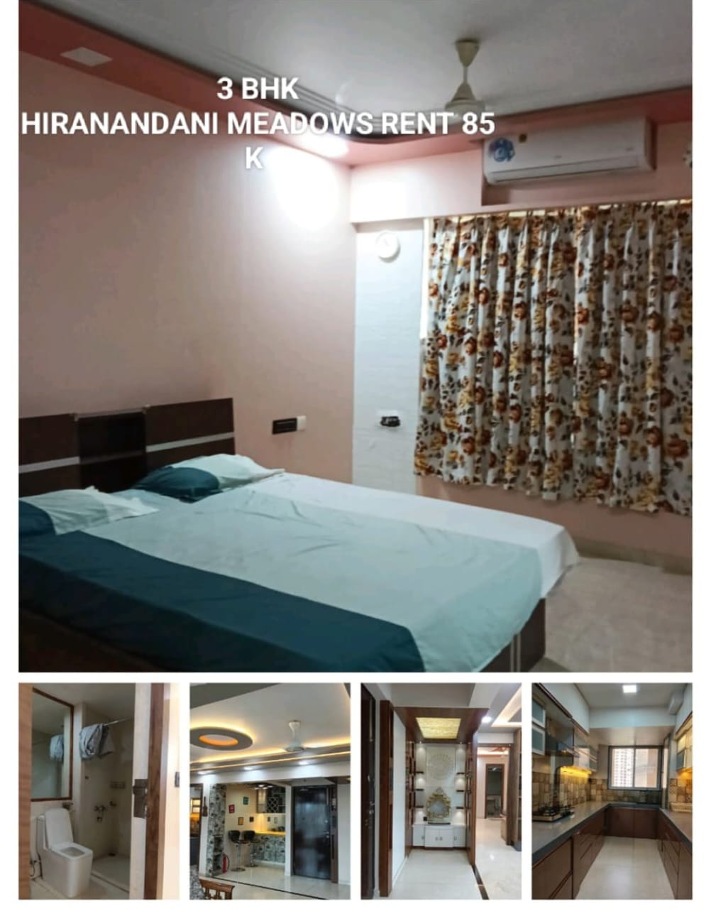 3 BHK Apartment For Rent in Hiranandani Meadows