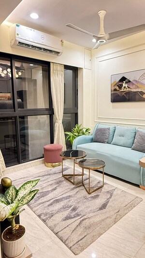 Living Room in 1 BHK Apartment at Lodha Crown Quality Homes, Majiwada – for Sale