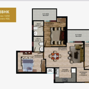 Floor Plan in 3 BHK Apartment at The Address Mullanpur, Dhanas – for Sale