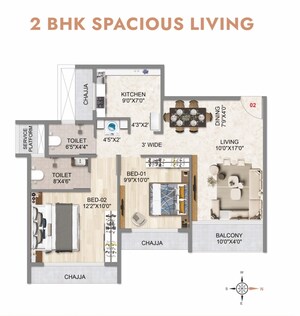 Floor Plan in 2 BHK Apartment at Varsha Balaji Skyline, Kharghar Sector 34 – for Sale