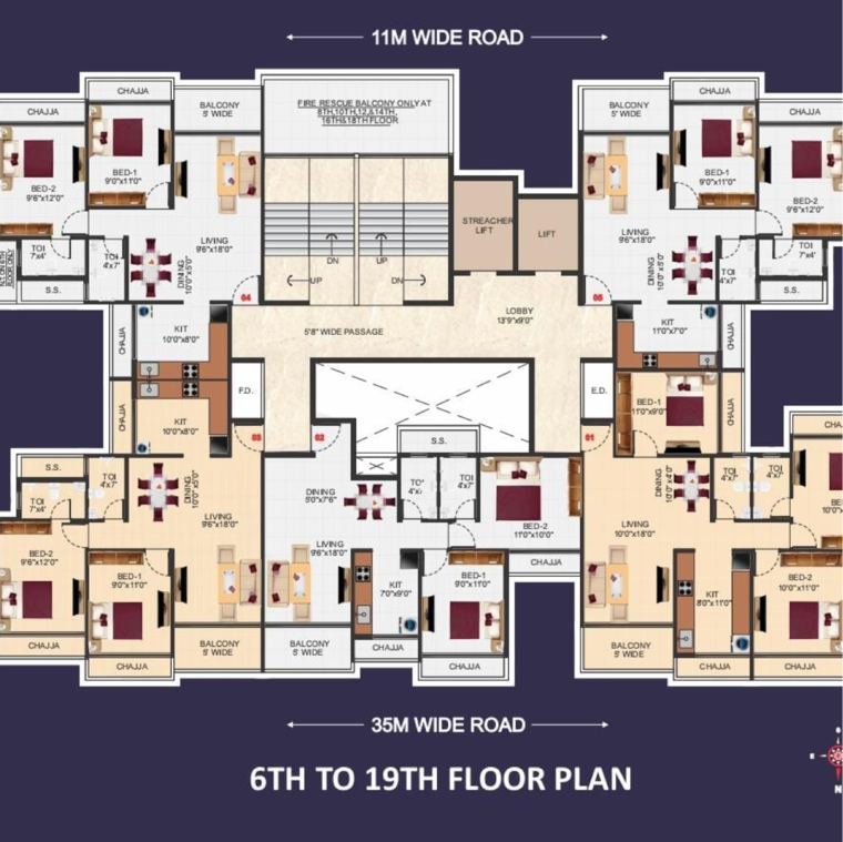 Floor Plan, sairama-signature 2 Bedroom 1145 Sq.Ft. Apartment In Kharghar Sector 35g Navi Mumbai 8956484