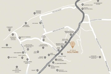 1 BHK Apartment – Map Location View at Sunraj Solitaire, Dombivli East - for Sale
