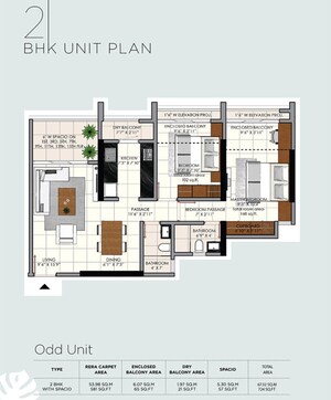 Floor Plan in 2 BHK Apartment at Sunraj Solitaire, Dombivli East – for Sale
