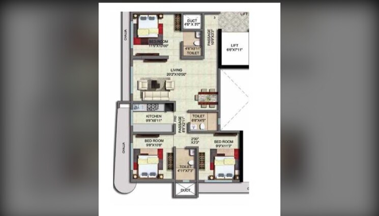 Floor Plan, shiv-shakti-tower-28 2 Bedroom 750 Sq.Ft. Apartment In Malad East Mumbai 8958238