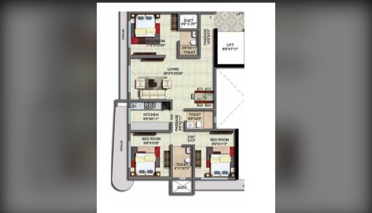 Floor Plan, shiv-shakti-tower-28 2 Bedroom 750 Sq.Ft. Apartment In Malad East Mumbai 8958238