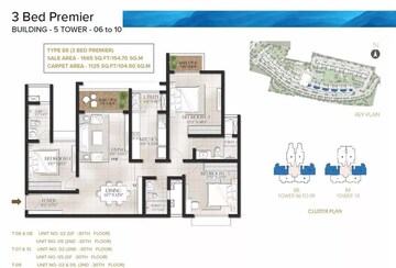 Floor Plan in 3 BHK Apartment at Meridian Park At The Prestige City, Sarjapur Road – for Sale