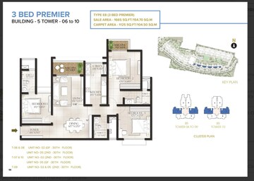 Floor Plan in 3 BHK Apartment at Meridian Park At The Prestige City, Sarjapur Road – for Sale