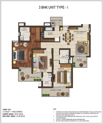 Floor Plan in 3 BHK Apartment at Stellar One, Sector 1 Greater Noida – for Sale