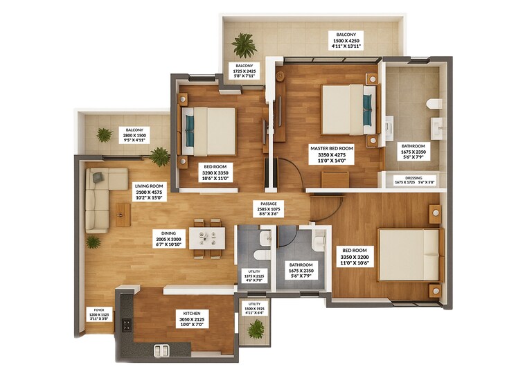 Floor Plan, ace-divino 3 Bedroom 1565 Sq.Ft. Apartment In Sector 1 Greater Noida Greater Noida 8959309