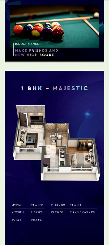 Floor Plan in 1 BHK Apartment at Lively Kalpavruksha Oneness, Sector 19 Taloja – for Sale