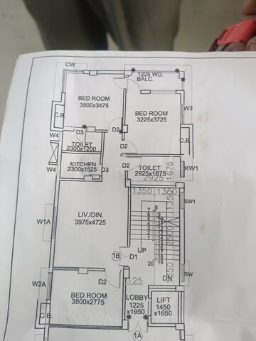 Floor Plan in 3 BHK Builder Floor at New Alipore – for Rent