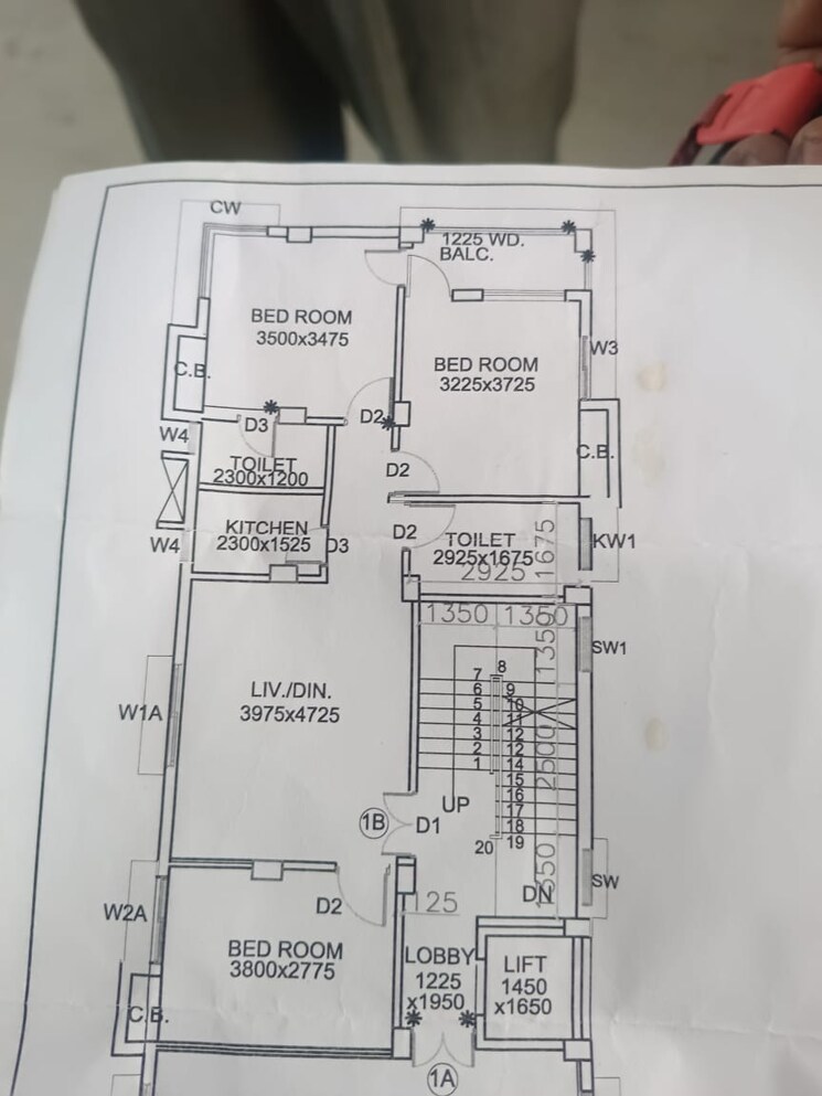 Floor Plan, new alipore 3 Bedroom 1290 Sq.Ft. Builder Floor In New Alipore Kolkata 8959904