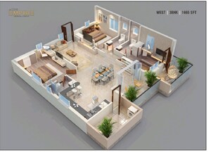 Floor Plan in 3 BHK Apartment at Aaditris Empire Apartments, Velmala – for Sale