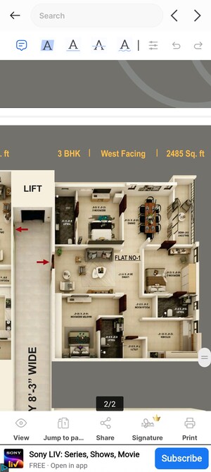 Floor Plan in 3 BHK Apartment at SSK Classic, Madhapur – for Sale