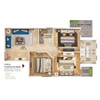 3 BHK 720 Sq.Ft. Apartment in Pyramid Urban Homes Phase 2 Extension